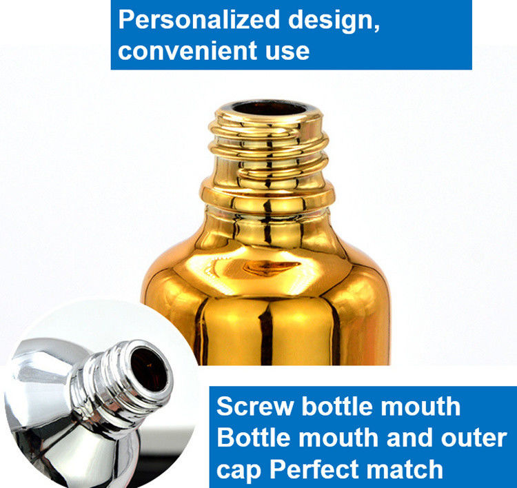 10 ml 20 ml 30 ml 50 ml Bouteille d' huile essentielle d' or électroplatée Bouteille d' or de petite taille Cosmétiques Bouteille gouttelette en verre