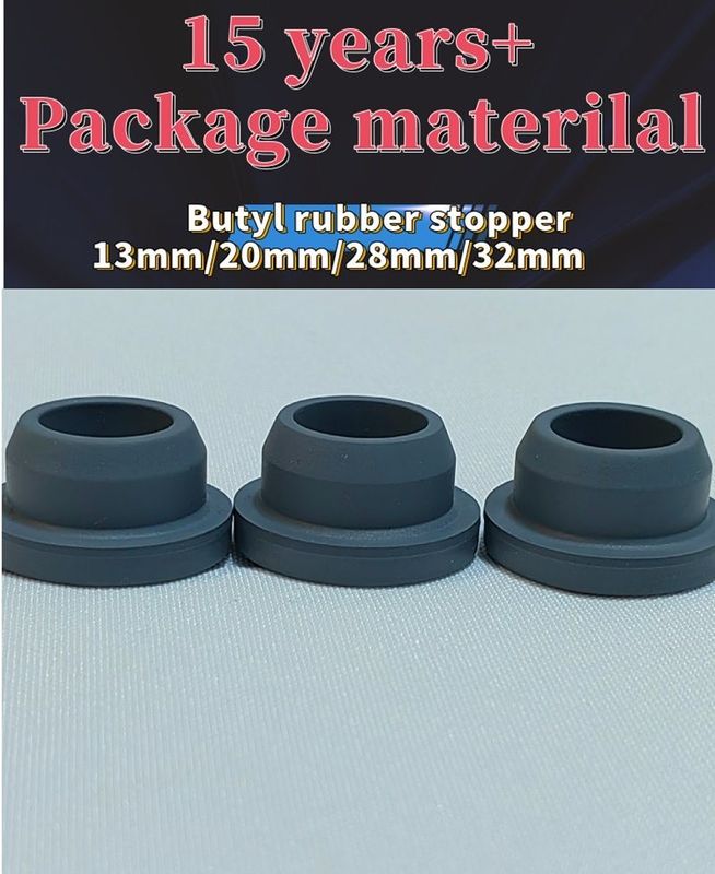 13 mm 20 mm 28 mm 32 mm Glace médicale au silicium gris Fermetures de flacons injectables pharmaceutiques bouchons en caoutchouc butyle