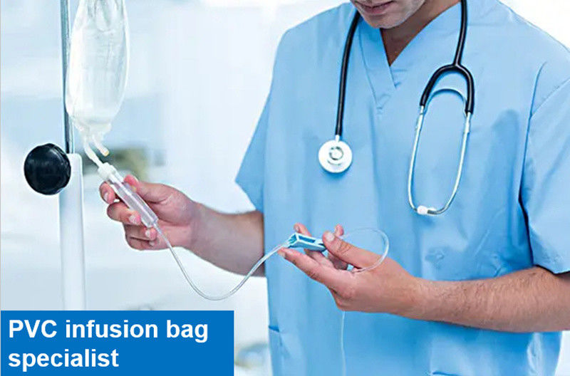 Sac de perfusion en PVC vide médical en solution saline normale à goutte à goutte de chlorure de sodium 100 ml 250 Cc 500cc Sac de perfusion en PVC à deux ports IV