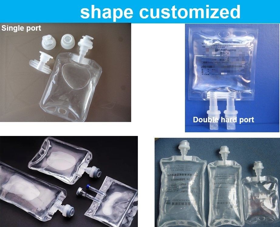 Sac médical à goutte à goutte 250 ml 500 ml Sac de solution saline normale stérile Sac d' infusion jetable non en PVC Sac de solution liquide IV