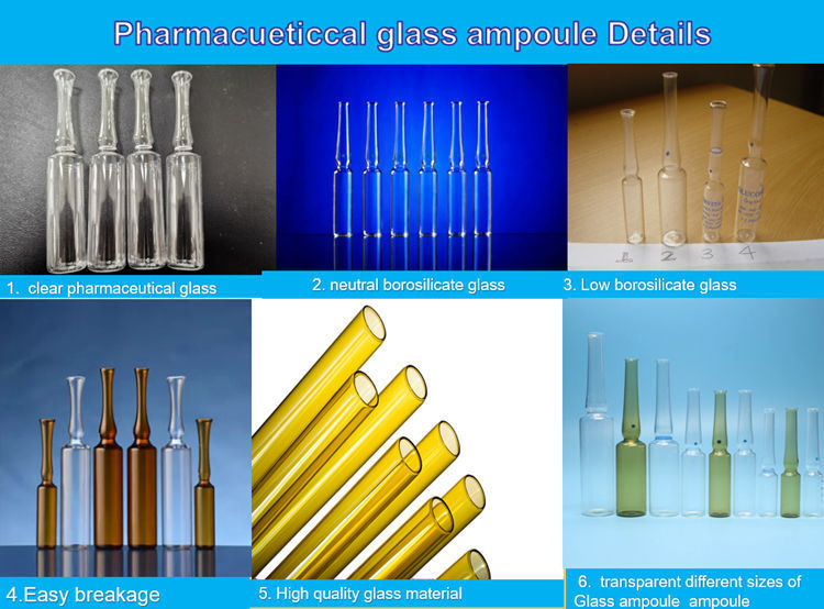 1 ml 2 ml 5 ml 10 ml 20 ml Ampoule en verre standard chinoise et ISO Ampoule en verre borosilicate pharmaceutique jetable