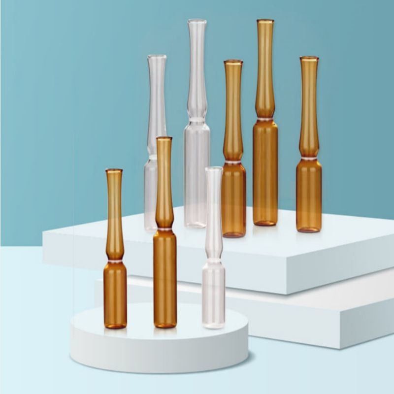 Ampoule de verre tubulaire ambrée transparente de 5 ml, 10 ml et 20 ml avec anneau couleur rupture médicale Ampoule de verre borosilicate neutre