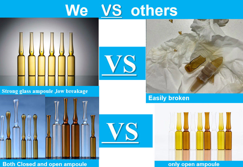 1 ml 2 ml 5 ml 10 ml YBB USP ampoules en verre borosilicate vide pour injection Ampoule en verre ambrée transparente pour pharmacien