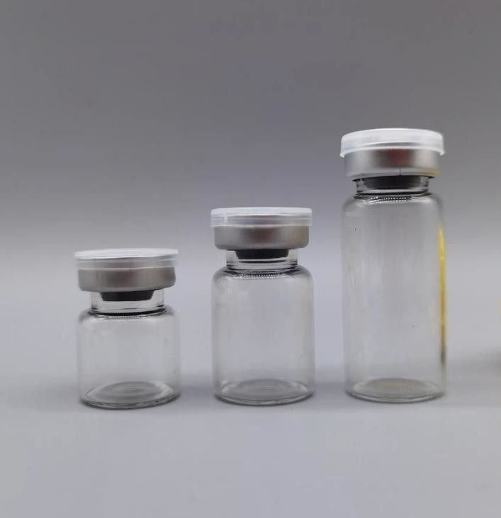 Produits pharmaceutiques pour injection médicale Bouteilles en verre stériles de 5 ml, 7 ml, 10 ml et 20 ml, flacon en verre tubulaire avec bouchon en caoutchouc