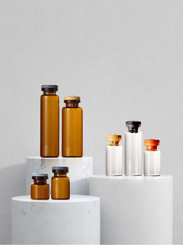 Produits pharmaceutiques pour injection médicale Bouteilles en verre stériles de 5 ml, 7 ml, 10 ml et 20 ml, flacon en verre tubulaire avec bouchon en caoutchouc