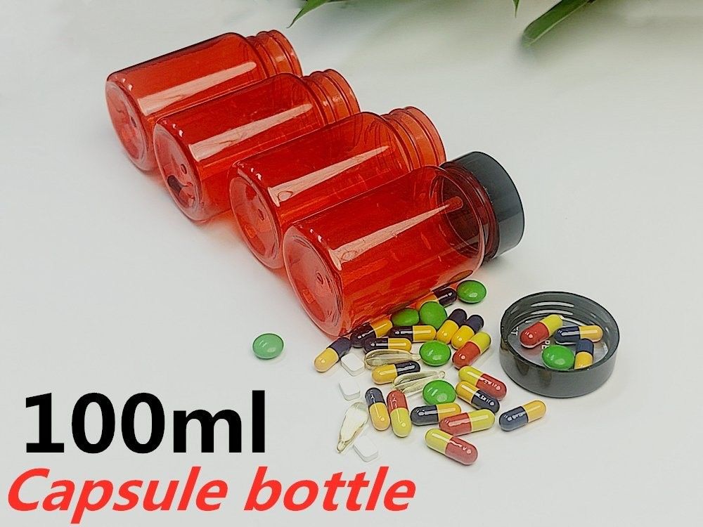 Bouteille pharmaceutique en PET de 100 ml et 150 ml Capsule de vitamines Comprimé Pilule Supplément en plastique Capsule de soins de santé Bouteille de médicament
