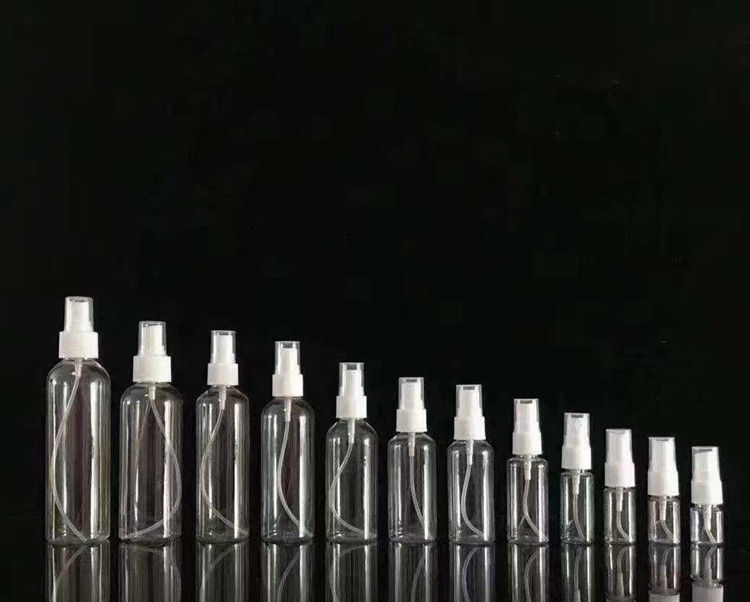 50 ml 60 ml 100 ml PET transparent rond personnaliser désinfectant pour les mains rechargeable bouteille de pulvérisation en plastique PET cosmétique