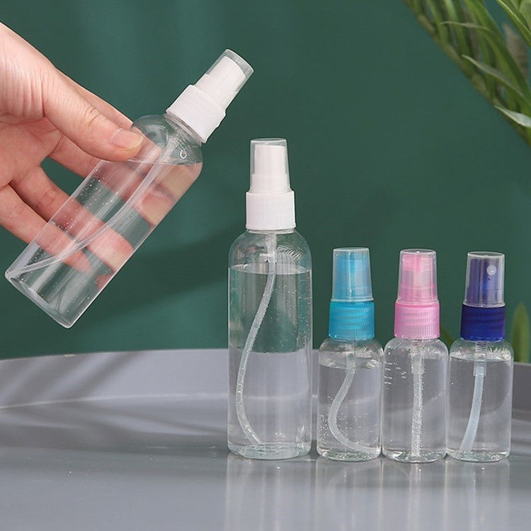 30 ml 60 ml 100 ml remplissable à nouveau avec de l'alcool transparent Bouteilles de pulvérisation en plastique vide et transparent Bouteille de pulvérisation en PET avec pulvérisateur à brume fine