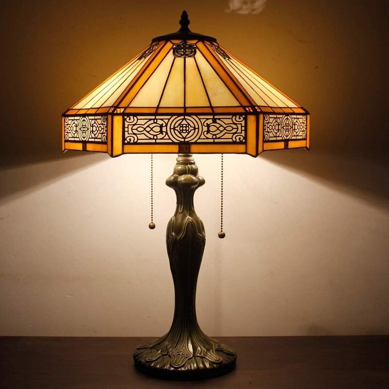 Hexagone 30cm 40cm Hôtel Luxe Table Lamp Bar Chambre à coucher Salon Dortoir Lampes de table en verre coloré à LED