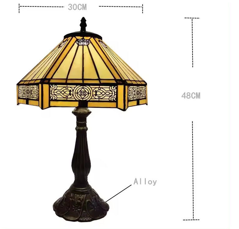 30cm Hexagon Studio rétro Chambre à coucher chaude Maison Lampe décorative artisanale Lampe de table de luxe en verre turc