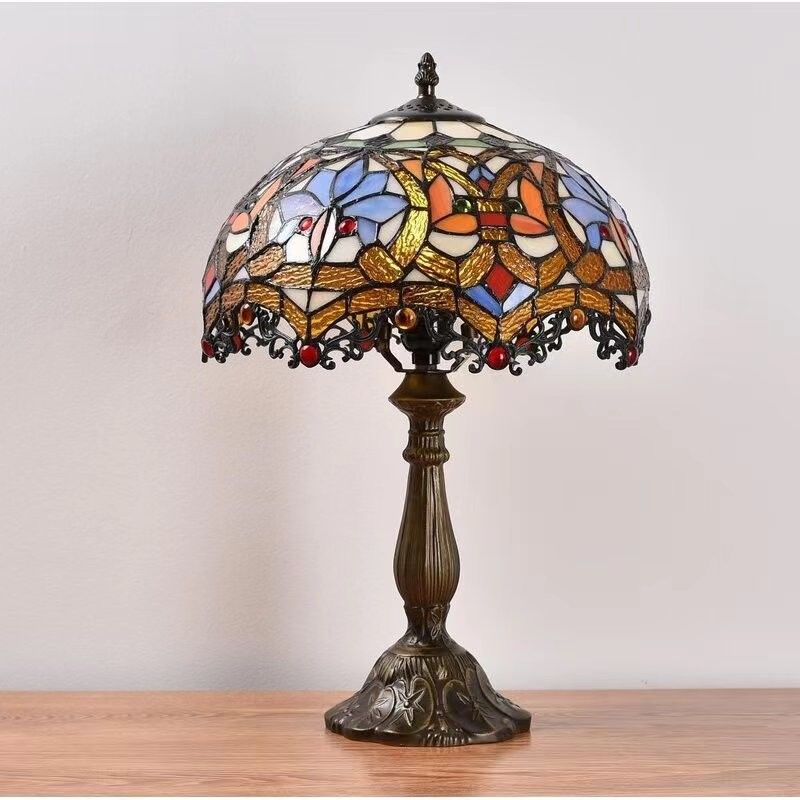 12 pouces européen américain pastorale rétro Elk vitrail lampe de table salon chambre à coucher à côté de la lampe de bureau cadeau Art