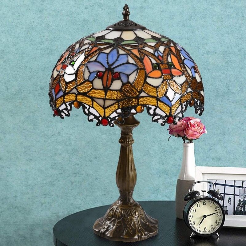 12 pouces européen américain pastorale rétro Elk vitrail lampe de table salon chambre à coucher à côté de la lampe de bureau cadeau Art