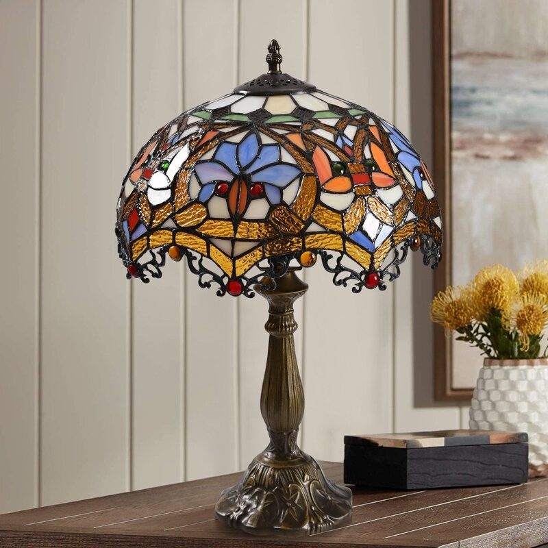 12 pouces européen américain pastorale rétro Elk vitrail lampe de table salon chambre à coucher à côté de la lampe de bureau cadeau Art