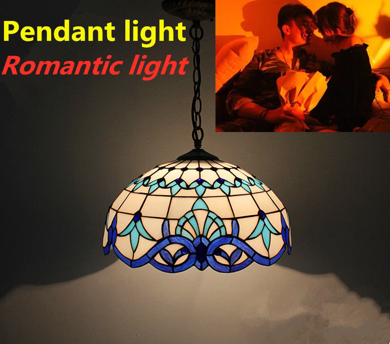 12' de style européen Turc Lumière Chambre à coucher Diner Chandelier en verre coloré Lampade suspendue en verre LED