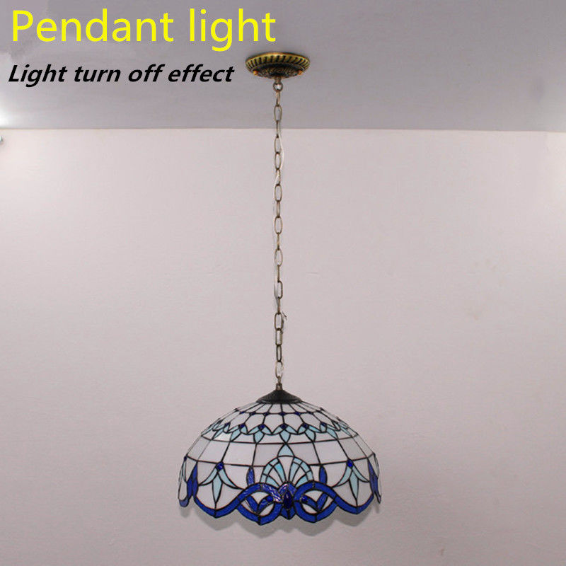 12' de style européen Turc Lumière Chambre à coucher Diner Chandelier en verre coloré Lampade suspendue en verre LED