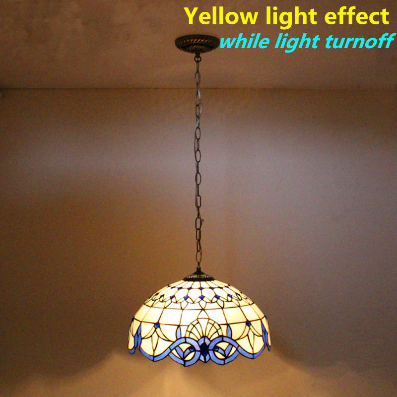 12' de style européen Turc Lumière Chambre à coucher Diner Chandelier en verre coloré Lampade suspendue en verre LED