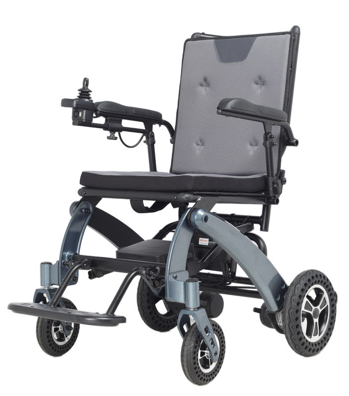 Adultes handicapés handicapés voyage portable léger télécommande pliable fauteuil roulant électrique avec commande joystick