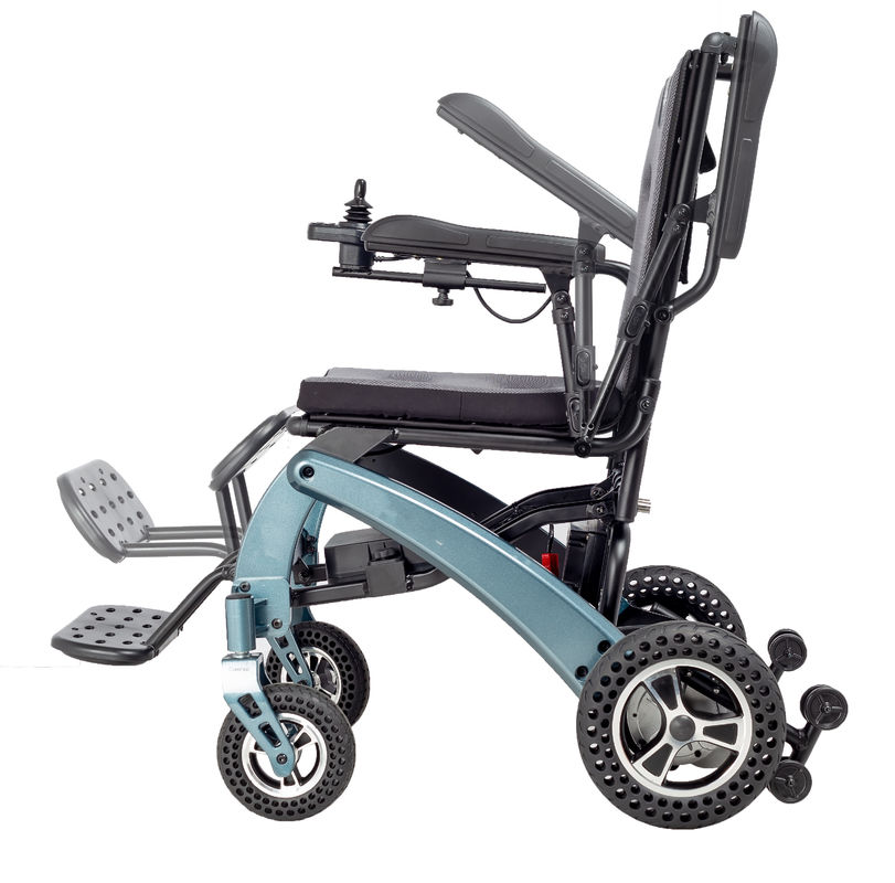 Adultes handicapés handicapés voyage portable léger télécommande pliable fauteuil roulant électrique avec commande joystick