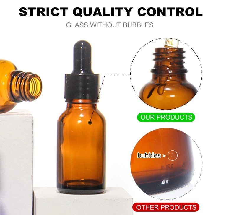 Vente à chaud 5ml 10ml 15ml 30ml 50ml sérum d'ambre bouteilles d'huile essentielle bouteille de goutte à goutte en verre