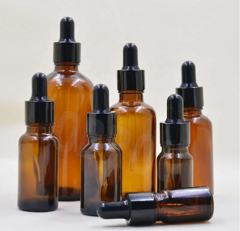 Vente à chaud 5ml 10ml 15ml 30ml 50ml sérum d'ambre bouteilles d'huile essentielle bouteille de goutte à goutte en verre